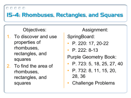 15-4: Rhombuses, Rectangles, and Squares