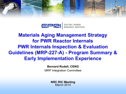 Materials Aging Management Strategy for PWR Reactor Internals