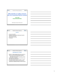 NEA activities on safety research after the Fukushima Daiichi accident Javier Reig