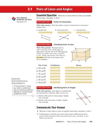 3.1 Pairs of Lines and Angles Essential Question MAKING