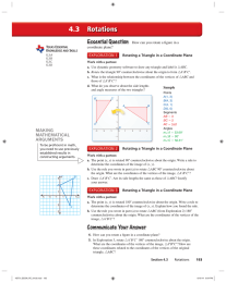 Rotations 4.3 Essential Question MAKING