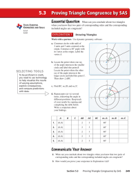 5.3 Proving Triangle Congruence by SAS Essential Question