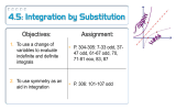 4.5: Integration by Substitution Objectives: Assignment: