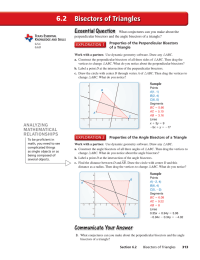 6.2 Bisectors of Triangles Essential Question