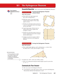 9.1 The Pythagorean Theorem Essential Question