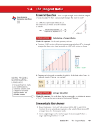 9.4 The Tangent Ratio Essential Question