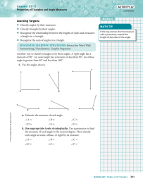 • Lesson 22-2 ACTIVITY 22 Learning Targets: