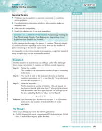 • Lesson 15-2 ACTIVITY 15 Learning Targets: