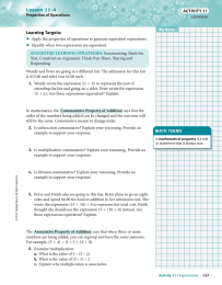 • ACTIVITY 11 Learning Targets: Lesson 11-4