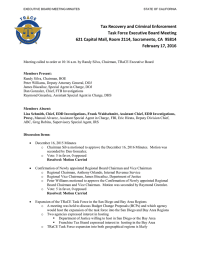 Tax Recovery and Criminal Enforcement Task Force Executive Board Meeting