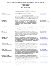 LEGAL DEPARTMENT ATTORNEY TELEPHONE REFERRAL LIST FERRIS, RANDY Chief Counsel