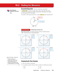 10.2 Finding Arc Measures Essential Question Communicate Your Answer