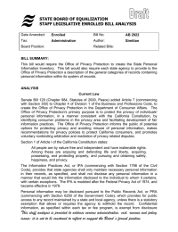 STATE BOARD OF EQUALIZATION STAFF LEGISLATIVE ENROLLED BILL ANALYSIS