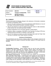 STATE BOARD OF EQUALIZATION STAFF LEGISLATIVE BILL ANALYSIS