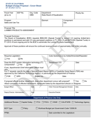 Budget Change Proposal - Cover Sheet