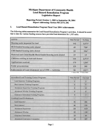 I. Michigan  Department  of Community  Health Legislative  Report