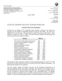 STATE BOARD OF EQUALIZATION PROPERTY AND SPECIAL TAXES DEPARTMENT