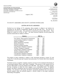 STATE BOARD OF EQUALIZATION PROPERTY AND SPECIAL TAXES DEPARTMENT