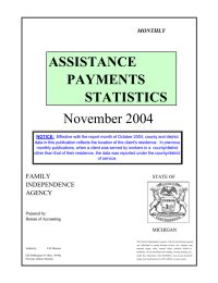 ASSISTANCE PAYMENTS STATISTICS November 2004
