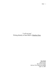 “I will not grip” Writing Identity in Sara Suleri’s Meatless Days