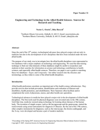Engineering and Technology in the Allied Health Sciences.  Sources... Research and Teaching