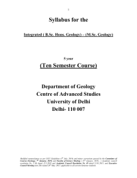 Syllabus for the (Ten Semester Course) Department of Geology