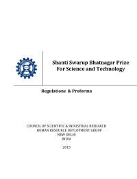 Shanti Swarup Bhatnagar Prize For Science and Technology  Regulations  &amp; Proforma