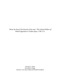 ‘Music has learn’d the discords of the state’: The Cultural... British Opposition to Italian Opera, 1706-1711