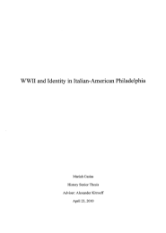 WWII and Identity in Italian-American Philadelphia Mariah Casias History Senior Thesis