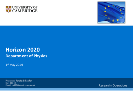 Horizon 2020 Department of Physics 1 May 2014