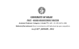 UNIVERSITY OF DELHI POST – BASED RECRUITMENT ROSTER w.e.f. 02