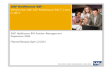 SAP NetWeaver BW - in 2010 SAP NetWeaver BW Solution Management