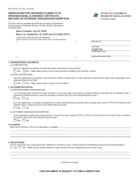 VERIFICATION FOR CONTINUED ELIGIBILITY OF STATE OF CALIFORNIA ORGANIZATIONAL CLEARANCE CERTIFICATE &mdash;