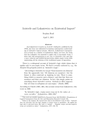 Aristotle and  Lukasiewicz on Existential Import ∗ Stephen Read April 5, 2015