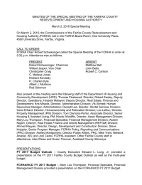 MINUTES OF THE SPECIAL MEETING OF THE FAIRFAX COUNTY