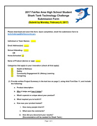 2017 Fairfax Area High School Student Shark Tank Technology Challenge Submission Form