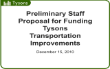 Preliminary Staff Proposal for Funding Tysons Transportation