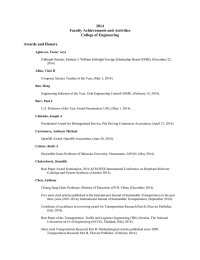 2014 Faculty Achievements and Activities College of Engineering Awards and Honors