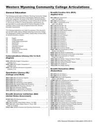 Western Wyoming Community College Articulations General Education Breadth Creative Arts (BCA) (Applied Arts)