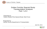 Dulles Corridor Special Study Transportation Analysis Part 1 of 2