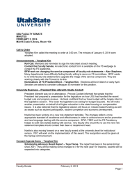 Yanghee Kim called the meeting to order at 3:00 pm.... adopted. USU FACULTY SENATE