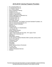 2015-2016 Tutoring Program Providers