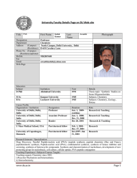 University Faculty Details Page on DU Web-site  Title First Name