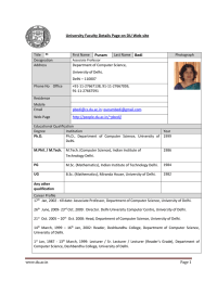 University Faculty Details Page on DU Web-site Punam Bedi