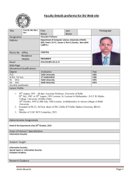 Faculty Details proforma for DU Web-site  Title First