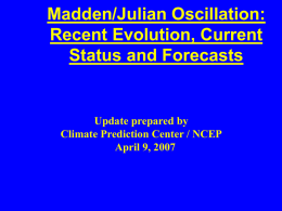 Madden/Julian Oscillation: Recent Evolution, Current Status and Forecasts Update prepared by