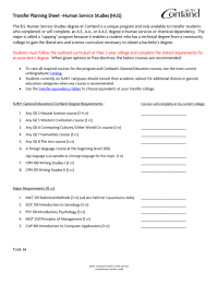 Transfer Planning Sheet –Human Service Studies (HUS)