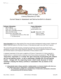 ‘ SUNY Cortland  Literacy Education LIT 540