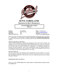 SUNY CORTLAND Department of Sport Management Advanced Digital Video Analysis