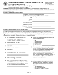 LOAN DISCHARGE APPLICATION: FALSE CERTIFICATION (DISQUALIFYING STATUS)